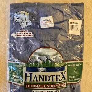 HANDTEX MEN'S LONG SLEEVE  BLUE SIZE MEDIUM THERMAL SHIRT HEAVYWEIGHT NWT